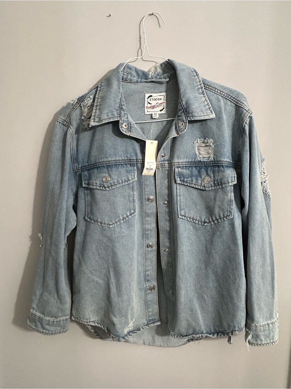 Light Blue Distressed Denim Jacket